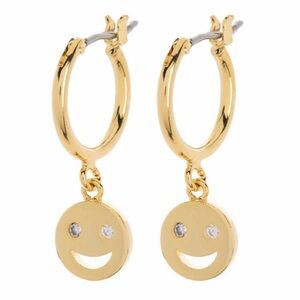 Smiley Face Gold Huggie Hoop Earrings